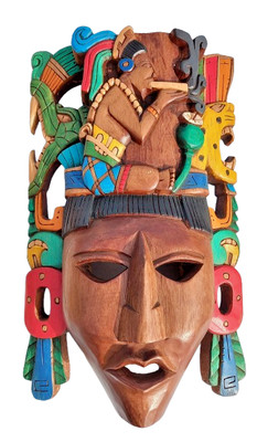 16-Inch Pre-Columbian Shaman Wall Mask   Handcrafted Wooden Tribal Art