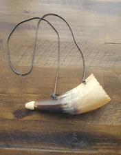 Antique Powder Horn Hand Carved No Plug Old Musket Horn Or Hunting Animal Call? 