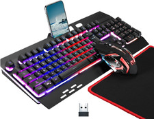 Wireless RGB Backlit Gaming Keyboard and Mouse, Rechargeable, Long Battery Life,