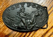 Montauk Silver Company Pony Post Horse Vintage Brass Buckle Made In England