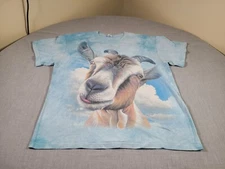 Vintage Screaming Goat Shirt Mens Large Blue Delta Pro Weight All Over Print Tee