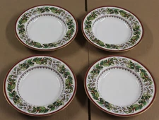 4 Spode Fine Bone China England Christmas Rose Rimmed Soup Bowls 9-1/4"