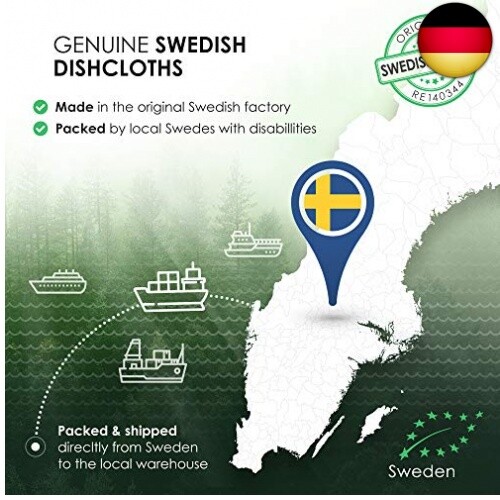 Schwedische Geschirrtücher 8 Stück – Wiederverwendbare Küchentücher, Super Saugfähig, Mit Clips & Etiketten