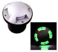 Set of 3 x 3w Mains LED Outdoor garden recessed walk drive over in white / green