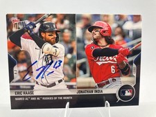 Eric Haase / Jonathan India Signed 2021 MLB TOPPS NOW Card -#606 Rookie Of Month