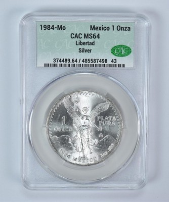 1984 Mo Mexico 1 Onza Silver Libertad MS64 CAC CACg | eBay