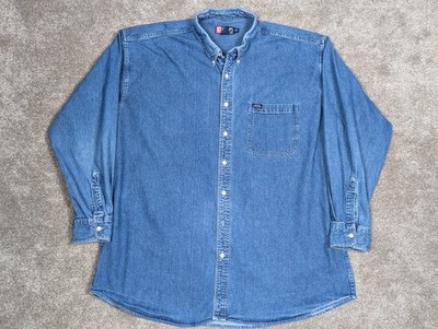 Chaps Ralph Lauren Jeanshemd 2XLT Blau Button Down Langarm
