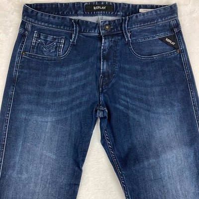 Mens Replay M914 ANBASS Jeans W30 L32 Slim Tapered Blue