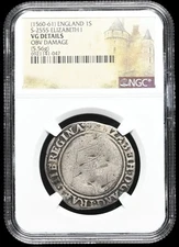ENGLAND Queen Elizabeth I 1560 AD, Shilling 1S 1558-1603 Silver S-2555 Coin, NGC