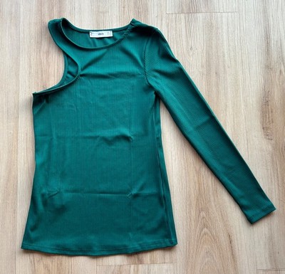 mango mug shirt top long sleeve green xs