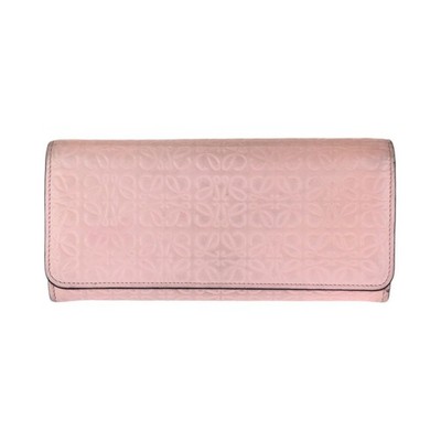 LOEWE anagram purse Long Wallet Pink Gold Hardware leather
