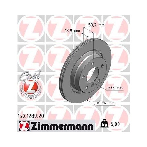 Zimmermann 150.1289.20 Bremsscheibe Hinterachse FüR Bmw Bmw (Brilliance)-image