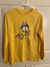 Polo Ralph Lauren-Big Boys Polo Bear Cotton Long-Sleeve Yellow T-Shirt,L 14-16