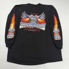 Mens Vtg Long Sleeve Biker Shirt 2XL Black Suck Bang Blow Murrells Inlet Moto
