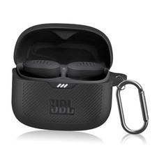 for JBL Tune Buds Case Cover, Soft Silicone Protective Earbuds Case Front Black