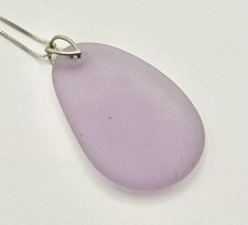Gorgeous Large Purple Sea Glass Pendant on 925 Italy Chain