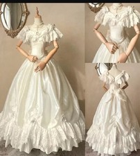 Medieval Wedding Dresses With Florals Cap Sleeve Lace Renaissance Bride Dress