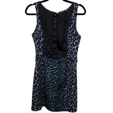 Tracy Reese Anthro Animal Print Silk Blend Mini Dress 6 Dark Academia Punk