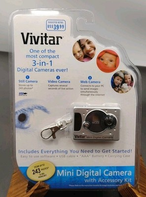 Y2K Vivitar Mini Digital Camera 3-in-1 Pink Keychain 2007 USB AAA New Sealed