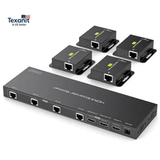 HDMI Extender Splitter 1X4 over Cat5E/6/7 Ethernet 1080P up to 165Ft for Multipl