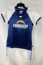 NFL Team Apparel Women's San Diego Chargers Jersey Top Blue White Lace Up Side S