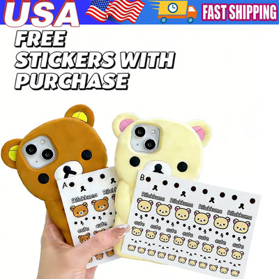 Cute Bear Cartoon Silicone Soft Phone Case Cover for iPhone 17 16 13 15 Pro Max