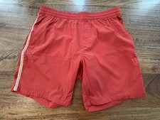 Marine Layer Shorts Mens Large Red Swim Trunks Mesh Lined Zip Pocket Drawstring