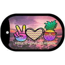 Peace Love Summer Pineapple BeachNovelty Metal Dog Tag Necklace