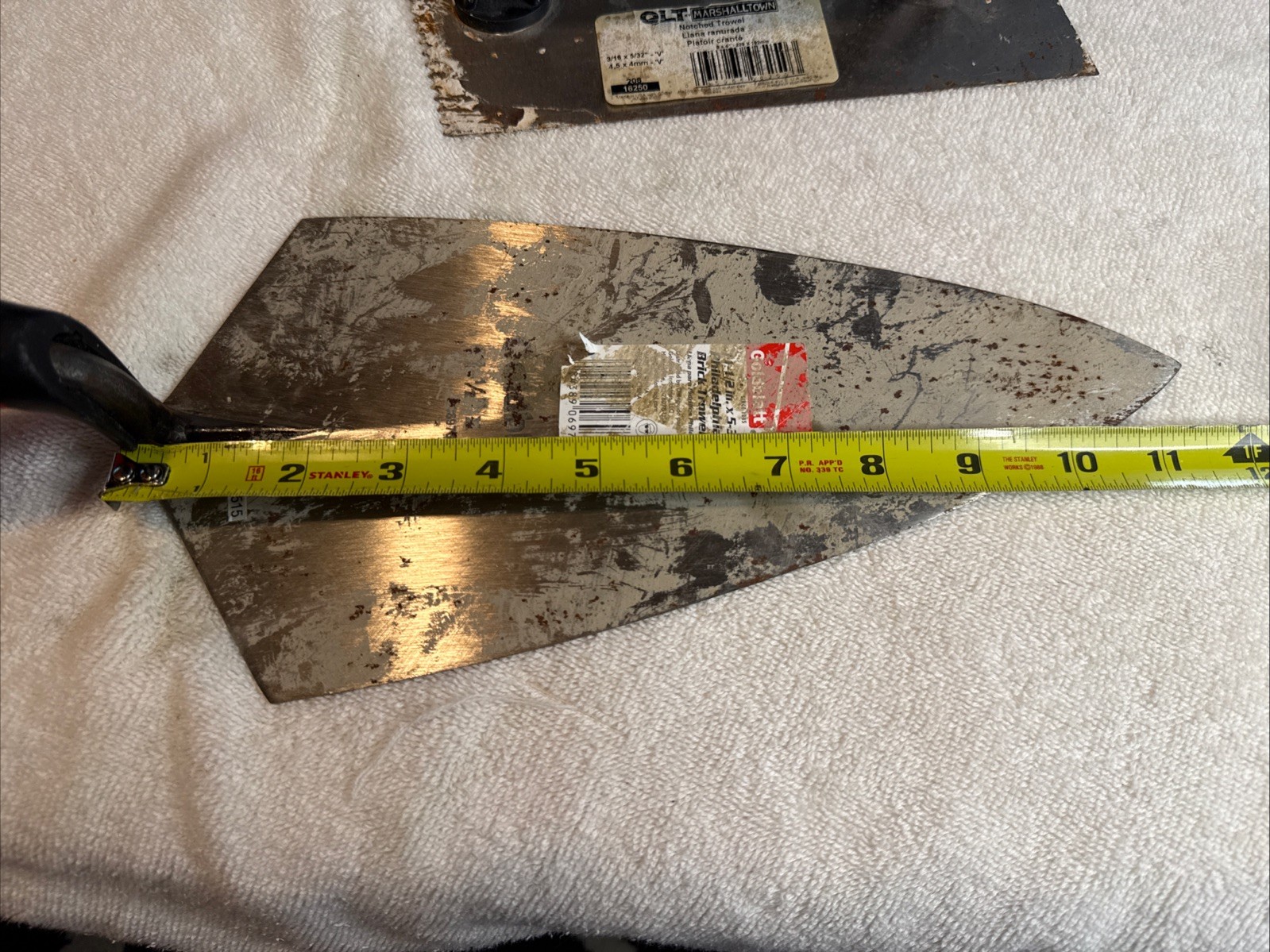 GOLDBLATT INDUSTRIES 11x5-1/2 Brick Trowel #G06973 & A QLT NOTCHED TROWEL 9x4”