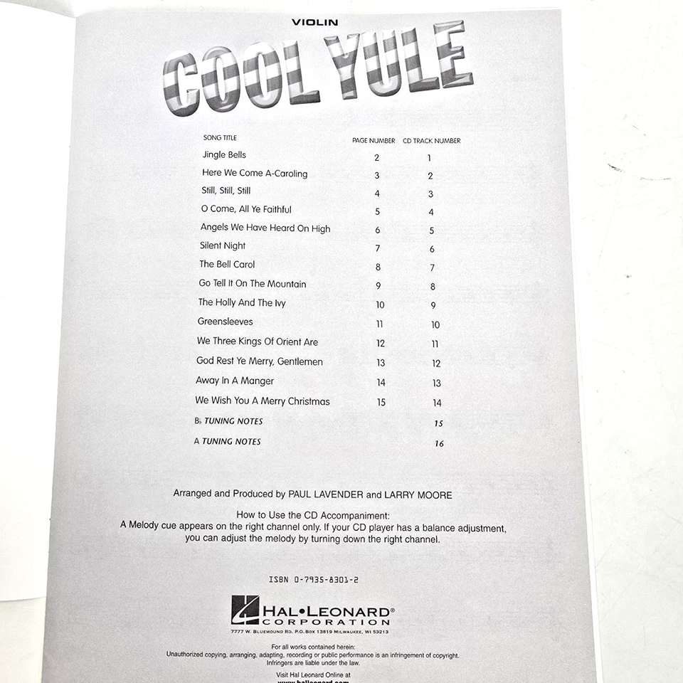 Cool Yule Violin Book 14 Easy Christmas Solos Sheet Music Audio Play Along CD - Image 3 of 4