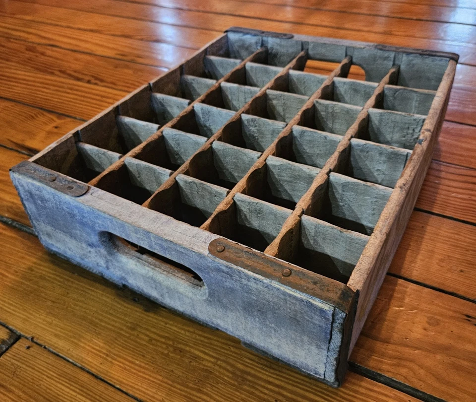 Caja/estuche de madera vintage de botella de refresco de uva O-SO 30 ranuras raro Foto 3 de 4