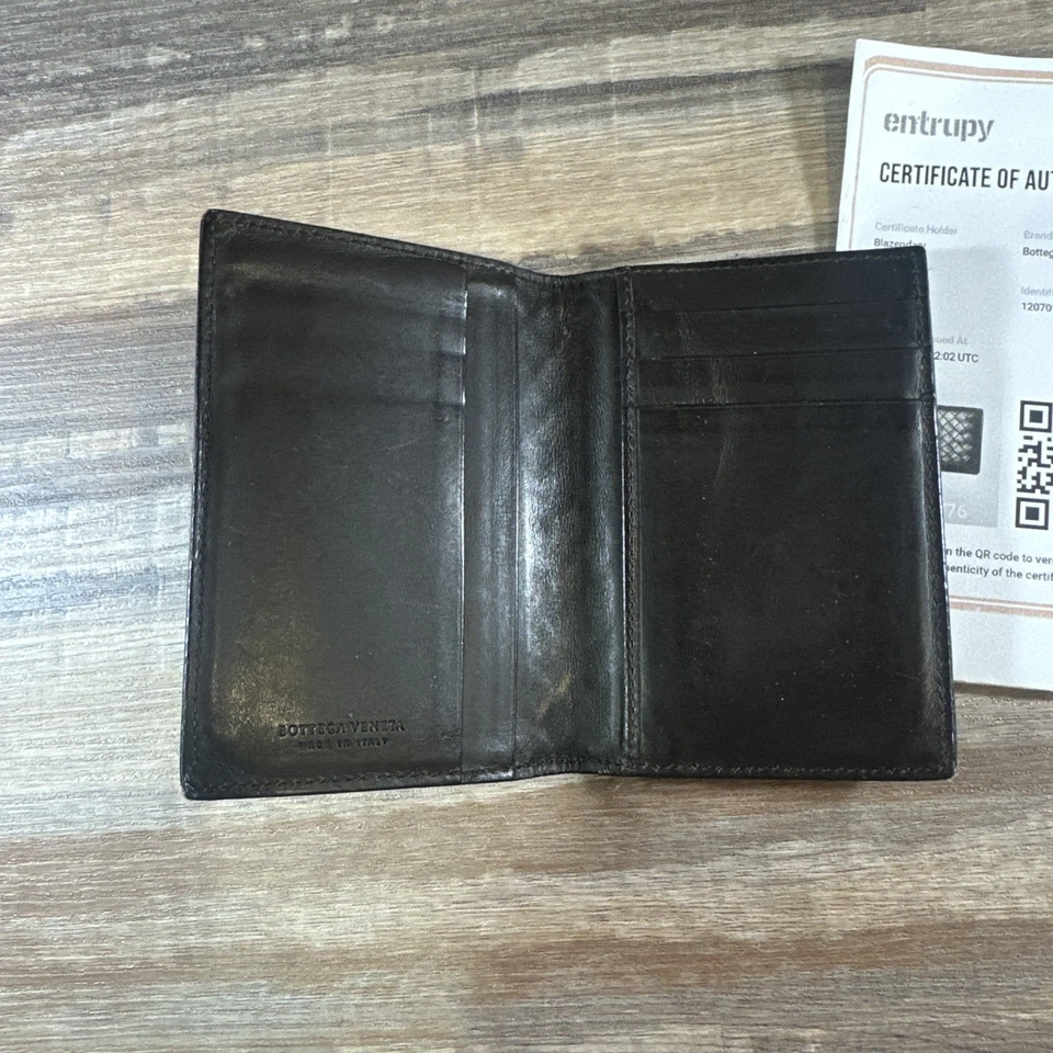 Auténtico tarjetero Bottega Veneta marrón intrecciato piel de cordero Foto 4 de 4