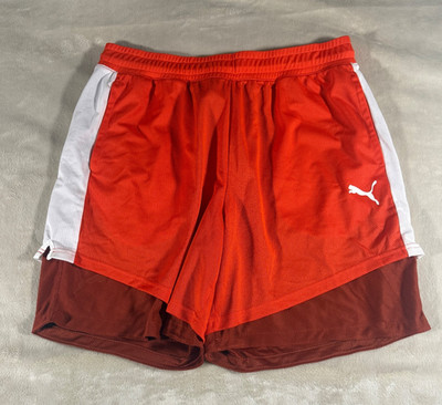 Puma Pick and Roll Basketball Shorts Cherry Tomato Chili Oil Red Mesh Men XL NWT