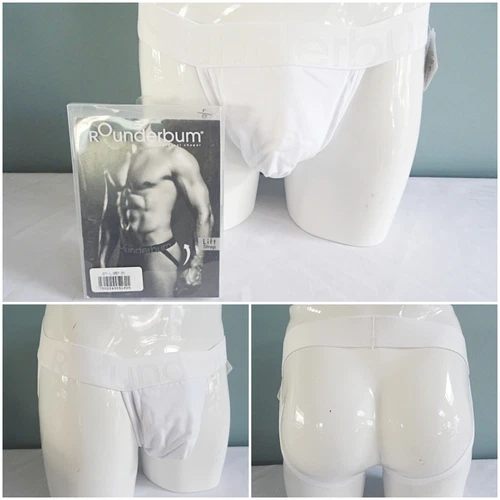 Rounderbum Mens Jockstrap Briefs Lift Strap Underwear White BNWT Size L