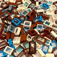 LEGO Windows with Glass Pane 1x2x2 1x2x3 Bulk...