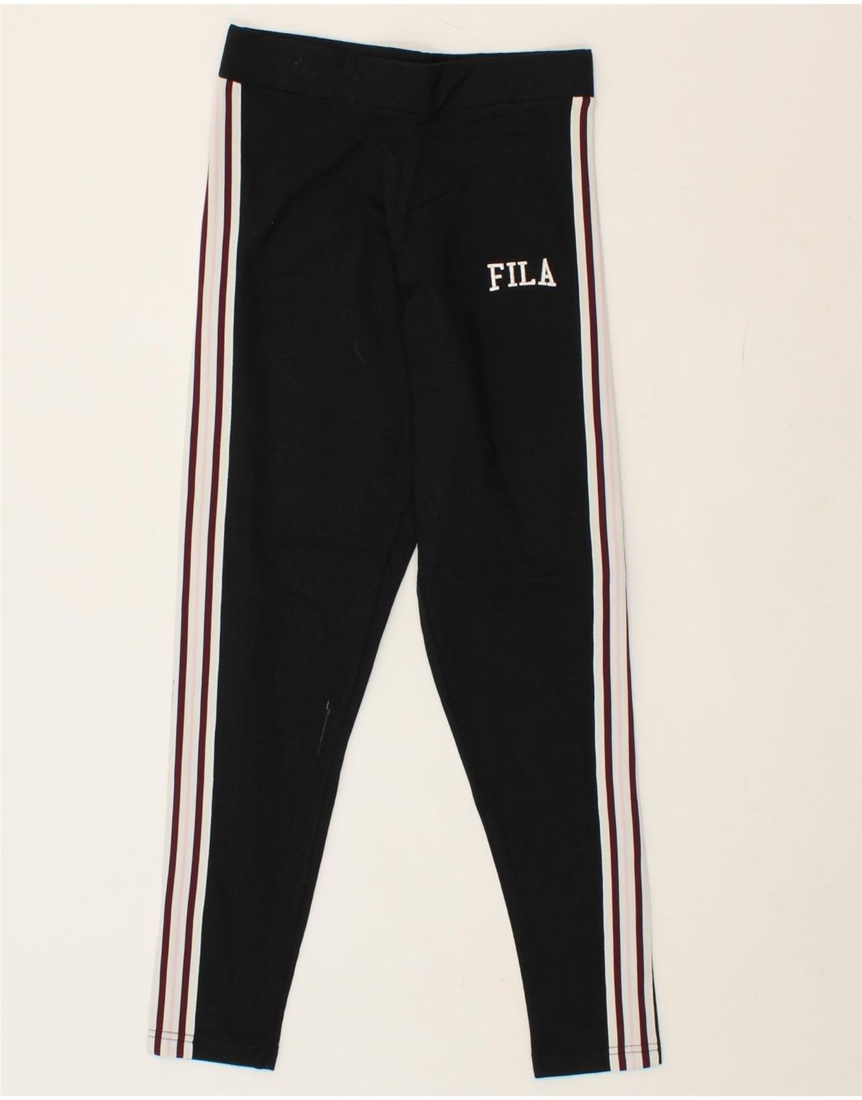 FILA Leggings donna UK 10 piccoli neri a righe cotone JO02