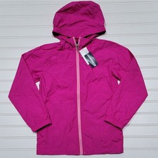 NWT Lands End Girls Pink Windbreaker Jacket Size M 5-6