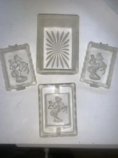 Vintage Intaglio Horse And Woman Rider Cigarette Box With Ashtrays