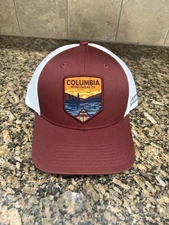 Columbia Mesh Snapback Hat - Color: Maroon/White, Lake Sunset Canoe Patch (NWTs)