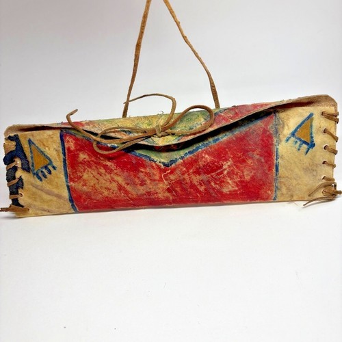 Late 1800s Crow Parfleche Feather Envelope Handpainted Native American Plains