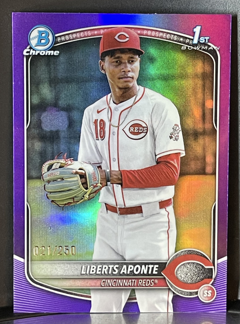 2025 Bowman Chrome LIBERTS APONTE 1st True Purple Refractor /250 Cincinnati Reds