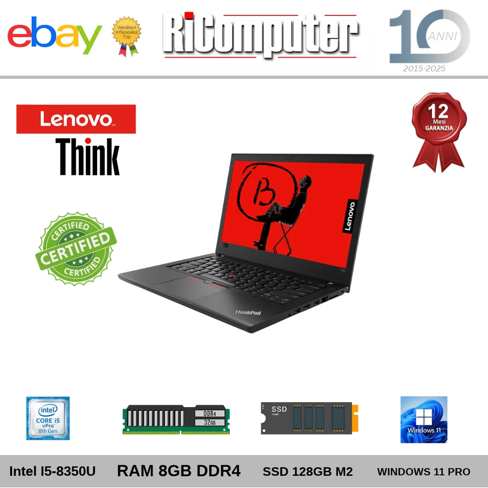 Lenovo ThinkPad L390 · i5-8365U · 8GB · 128GB, foto 1 di 3