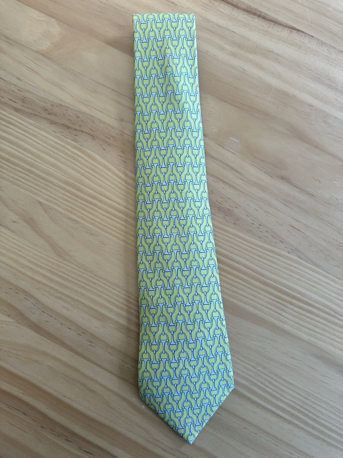 HERMES Tie silk all over pattern Horse bit authentic made in France 919