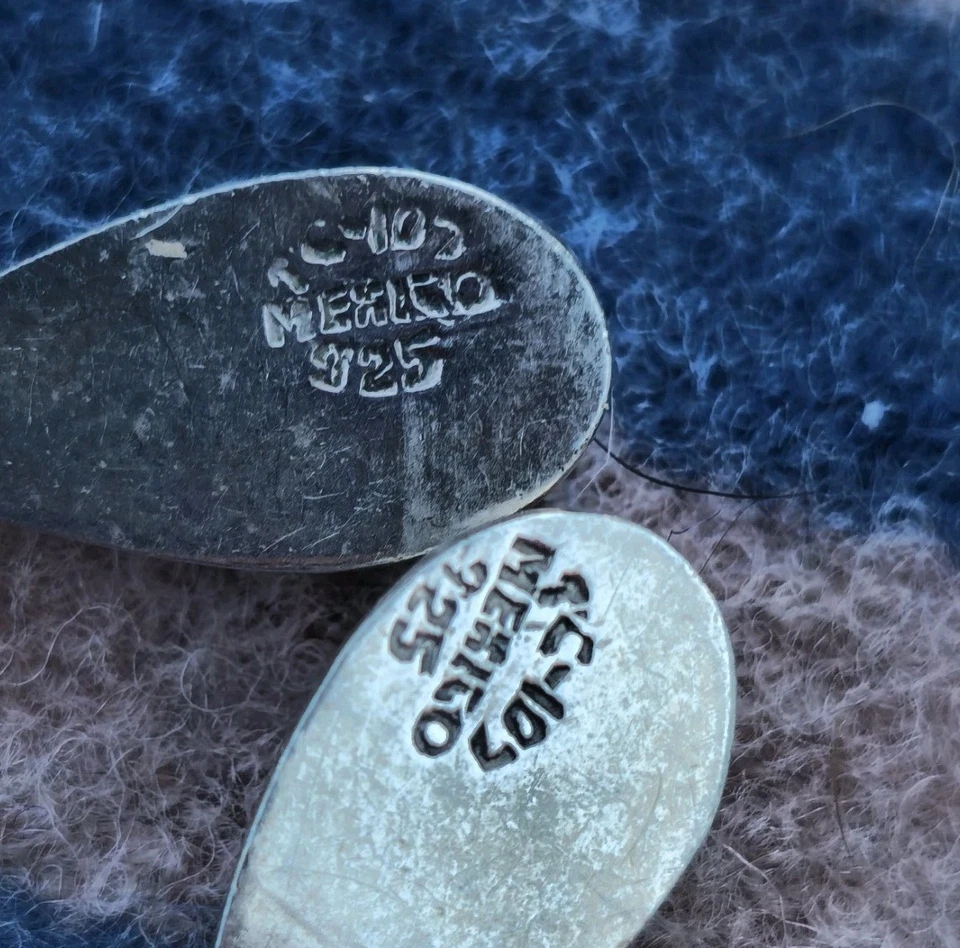 Taxco 纯银泪珠耳环 925 TC-107 墨西哥 - 1.5 英寸复古吊坠 — 第 2/4 张图片