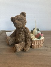 Vintage Teddy Bear Night Light  Resin  Picnic Basket  Electric