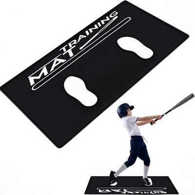 Baseball Batting Mat with Footprint, Non-Slip Batting Stance Alignment Training 