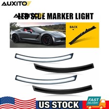 4PCS Smoke Lens F&R White LED Side Marker Lights For Chevy Corvette C7 2014-19 P