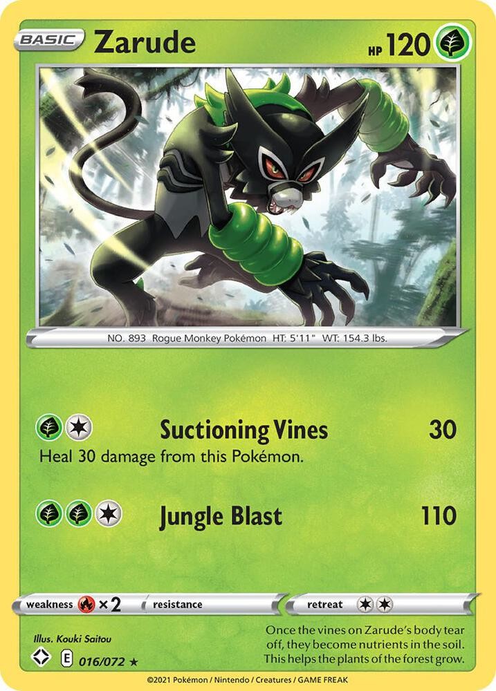 Zarude Rare Shining Fates 016/072 NM