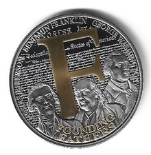 MEDAL / Founding Fathers / Freedom / Cu Silver Plated 24K Gold Content
