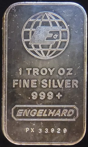 Engelhard Globe Repeating Rev Rare US Bullion-0.999 Silver 1 Oz Art Ingot Bar